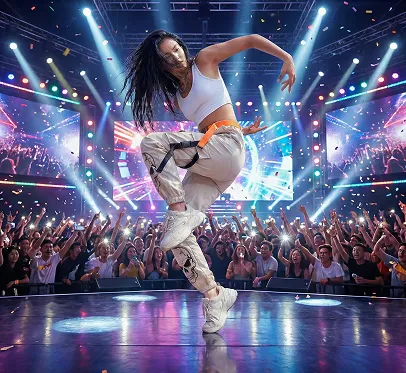 Background changed to concert scene by FireRed Image Edit