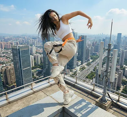 Background changed to rooftop cityscape by FireRed Image Edit