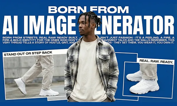 Text replaced from STREETS to AI Image Generator by FireRed Image Edit