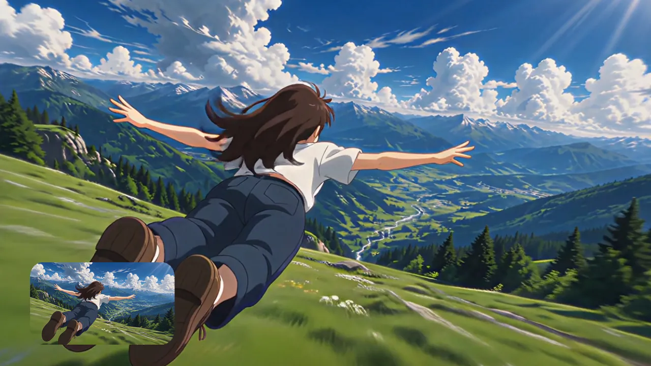 Make the cartoon character jump in a cute dance—full of charm and energy!
